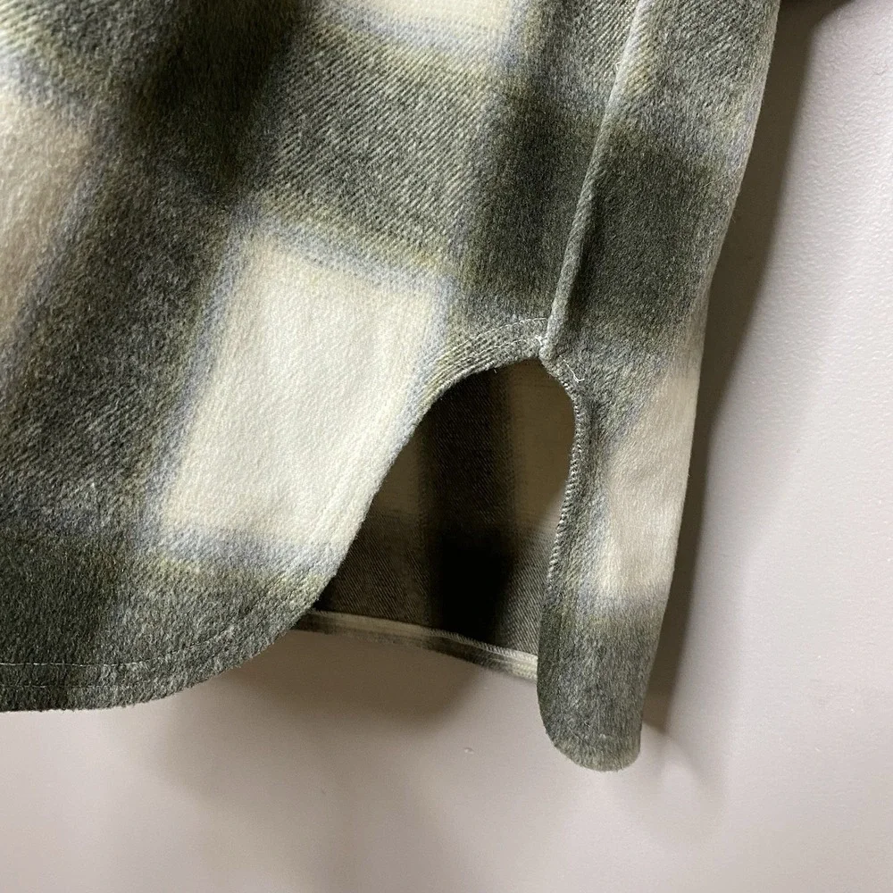 Basin and Range Flannel Plaid‎ Oversized Shacket Jacket Women Sz XS Wool Blend